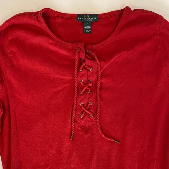 Rare Lauren Jeans Co. by Ralph Lauren Shirt M Lace Up Front - Picture 6 of 11